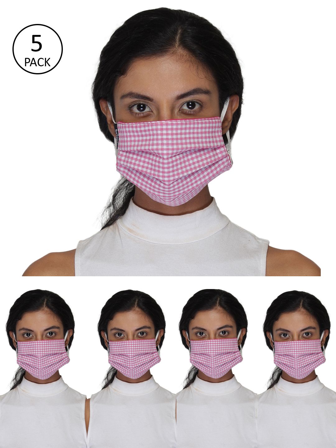 Anekaant Women Multicolored Pack Of 5 Reusable 3-Ply Fabric Fashion Mask Price in India