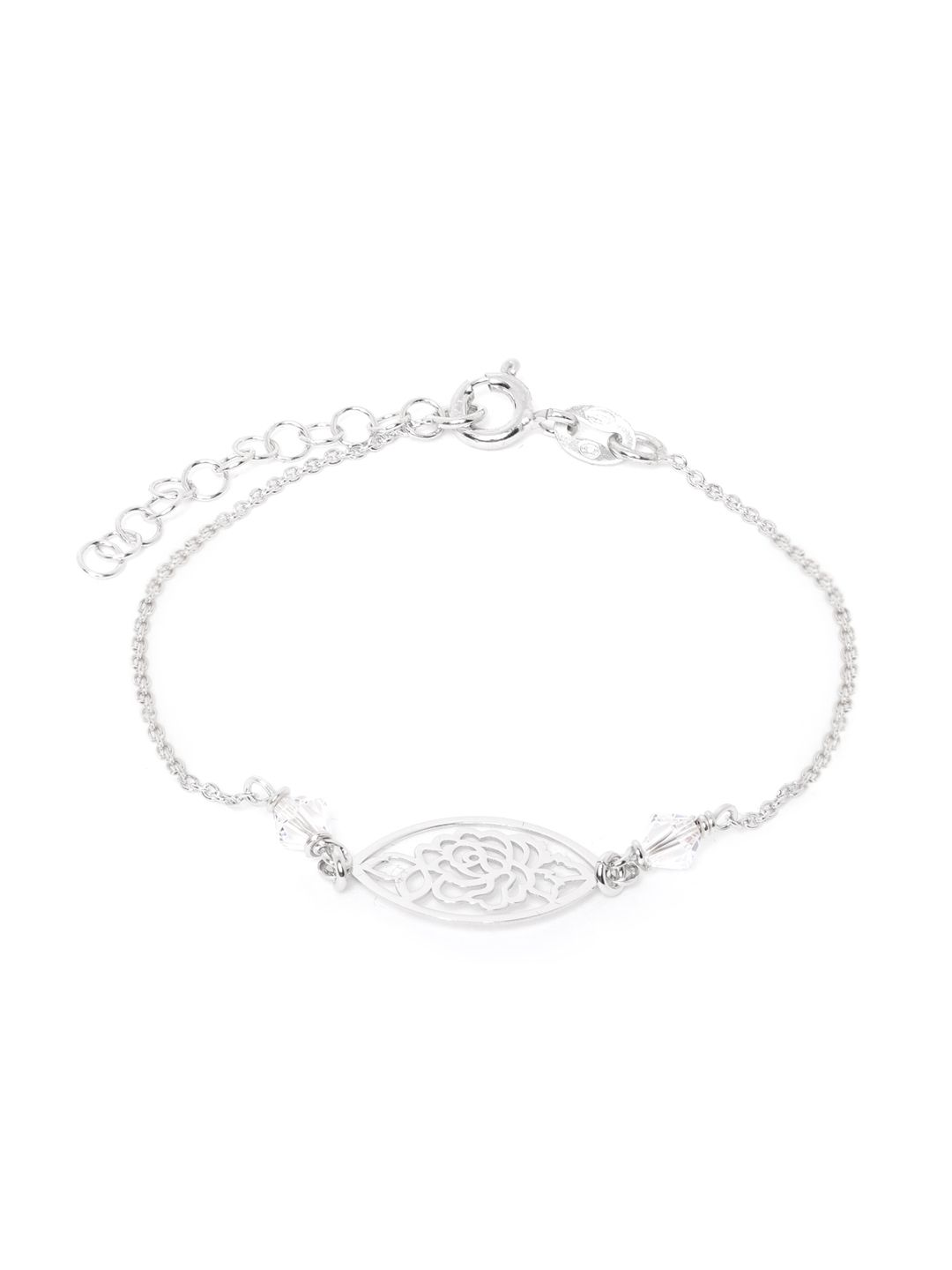 Carlton London 925 Sterling Silver- Rhodium-Plated Leaf Shaped Bracelet Price in India