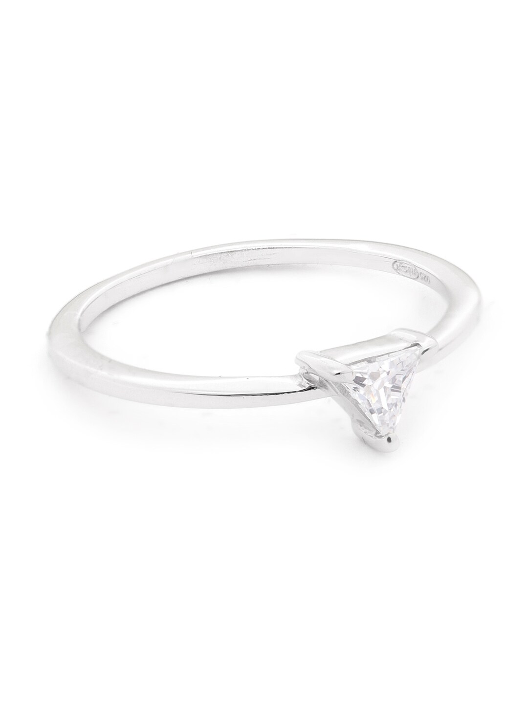 Carlton London 925 Sterling Silver-Women Rhodium-Plated CZ Stone Studded Finger Ring Price in India