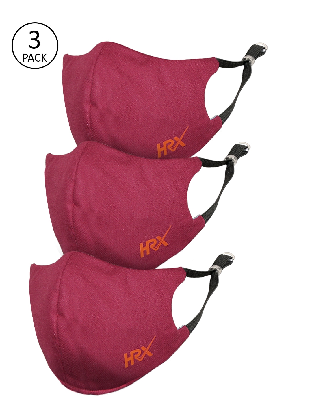 HRX by Hrithik Roshan Unisex Pack of 3 Protekt-X Reusable 4-Ply Facemasks Price in India