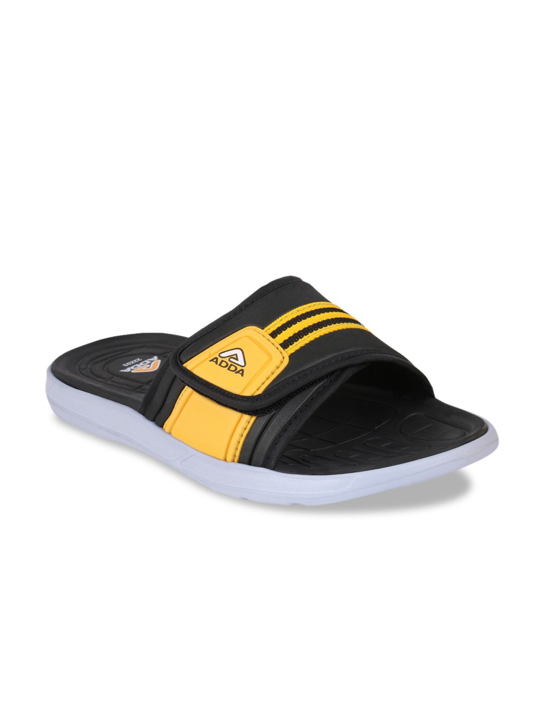 Adda Men Yellow & Black Colourblocked Sliders