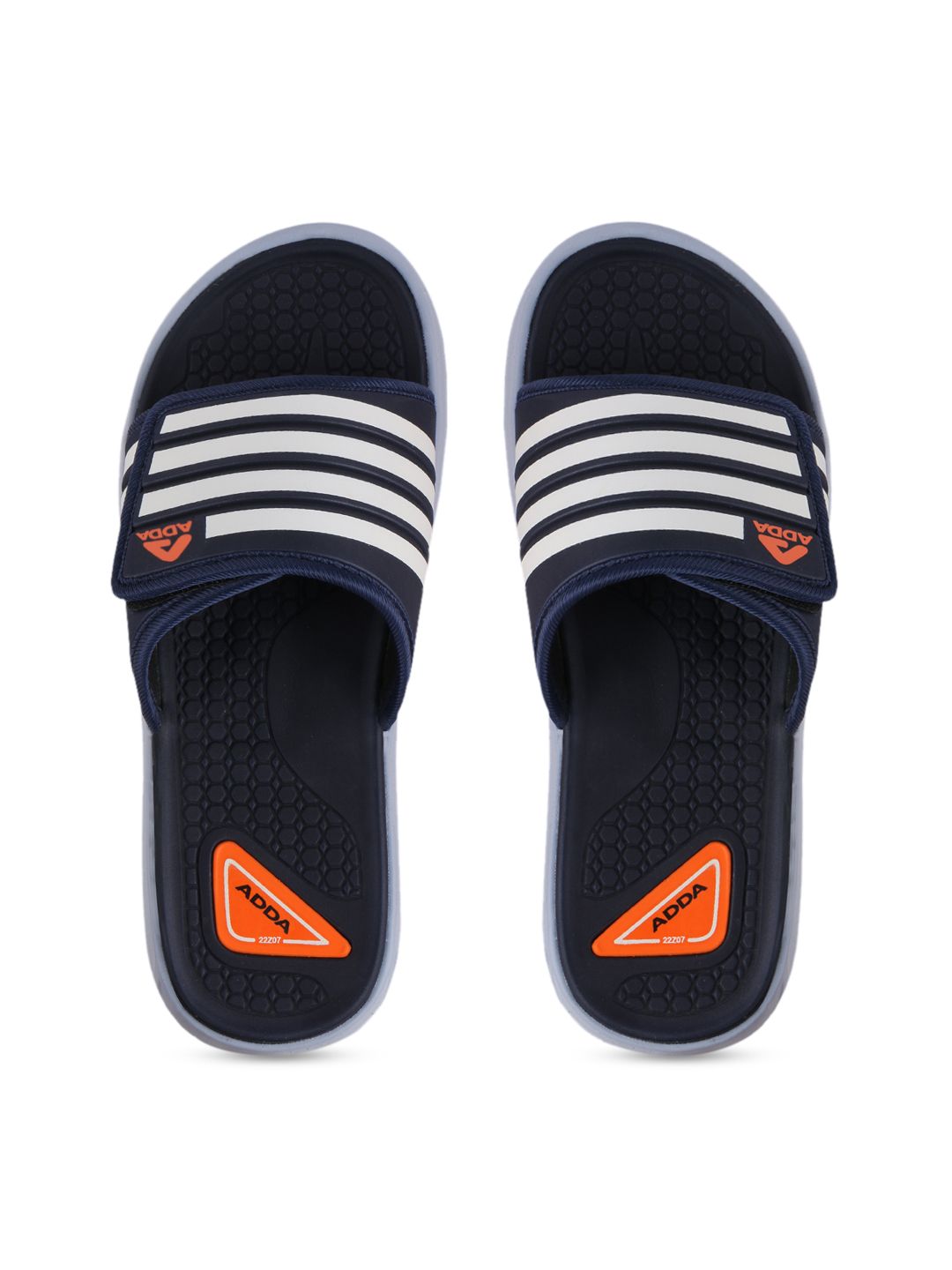 Adda Men Navy Blue & White Self Design Sliders