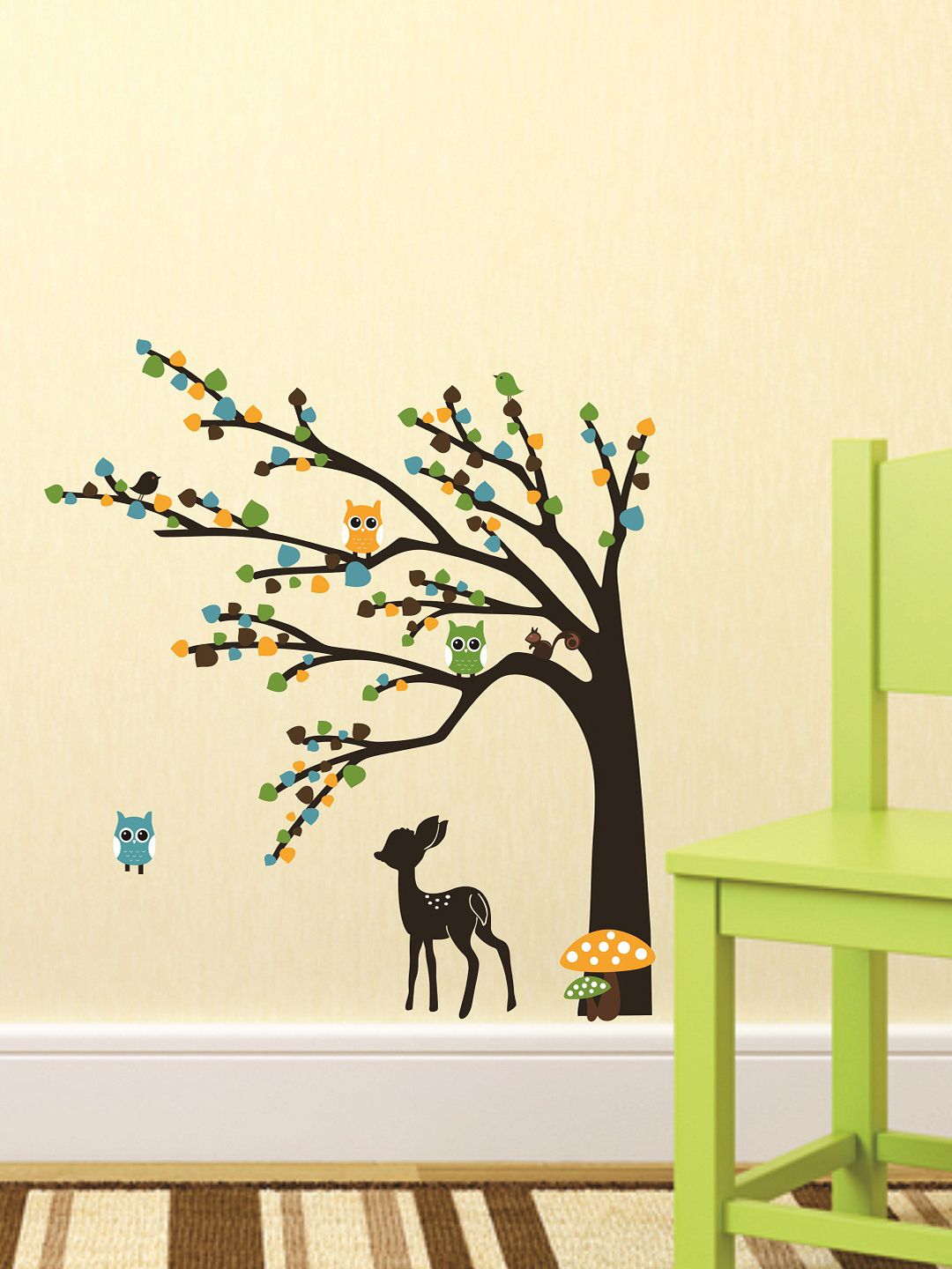 WALLSTICK Brown & Green Large Vinyl Wall Sticker Price in India