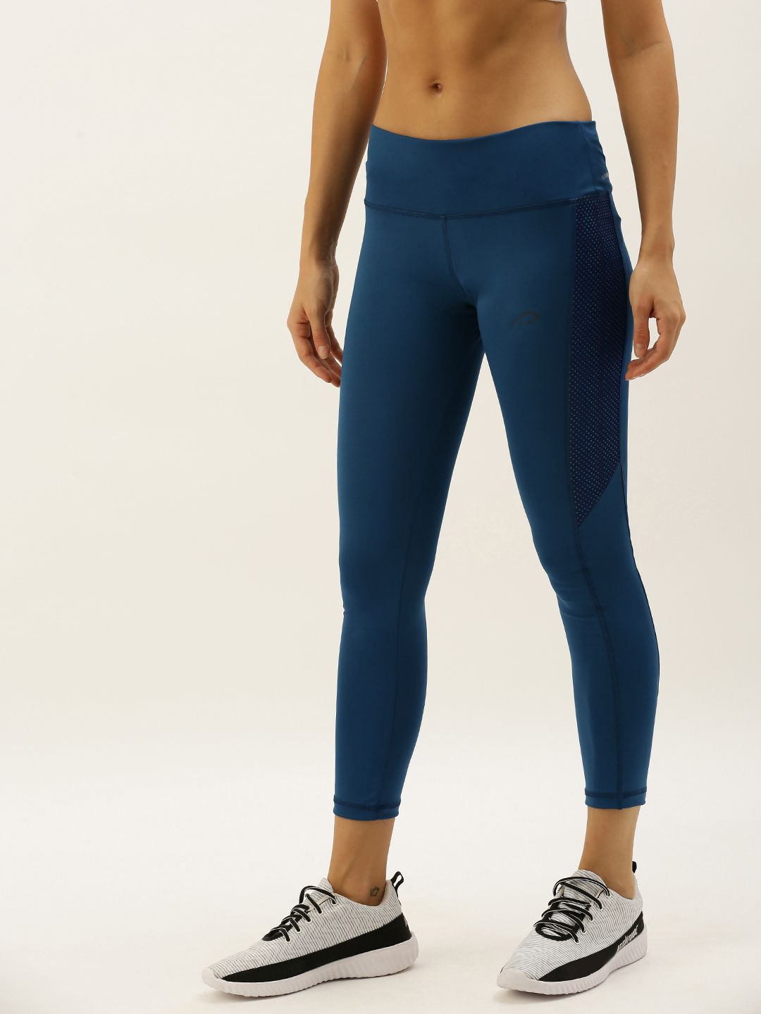 Proline Active Women Teal Blue Performance Fit Solid Cropped Tights with Printed Detail Price in India