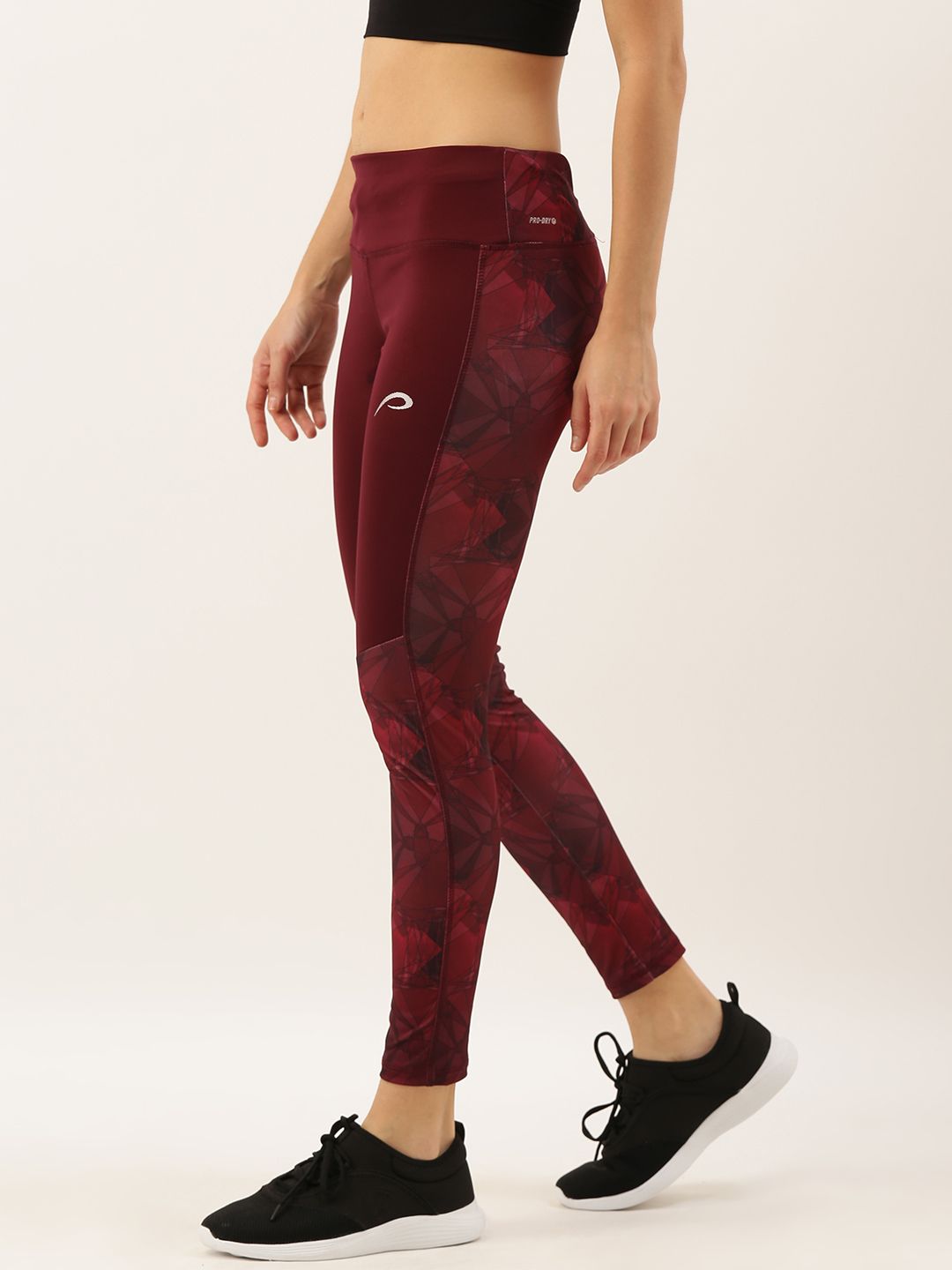 Proline Active Women Maroon Printed Performance Fit Cropped Tights Price in India