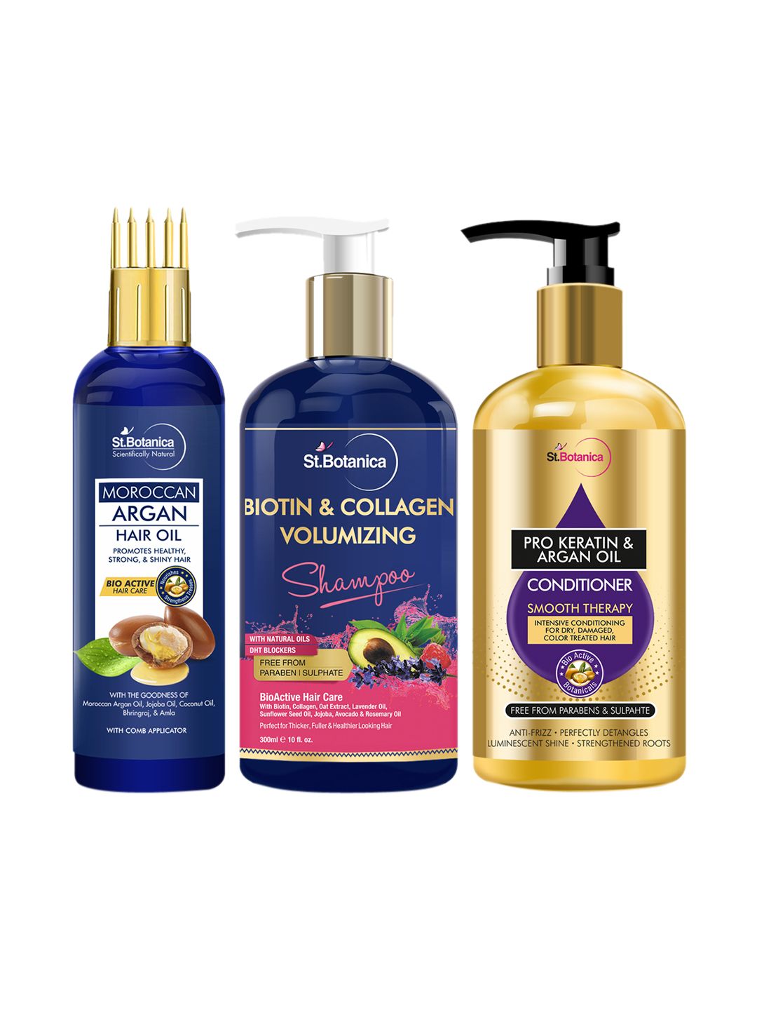 St.Botanica Set of Argan Hair Oil + Biotin Volumizing Shampoo + Pro Keratin Conditioner Price in India