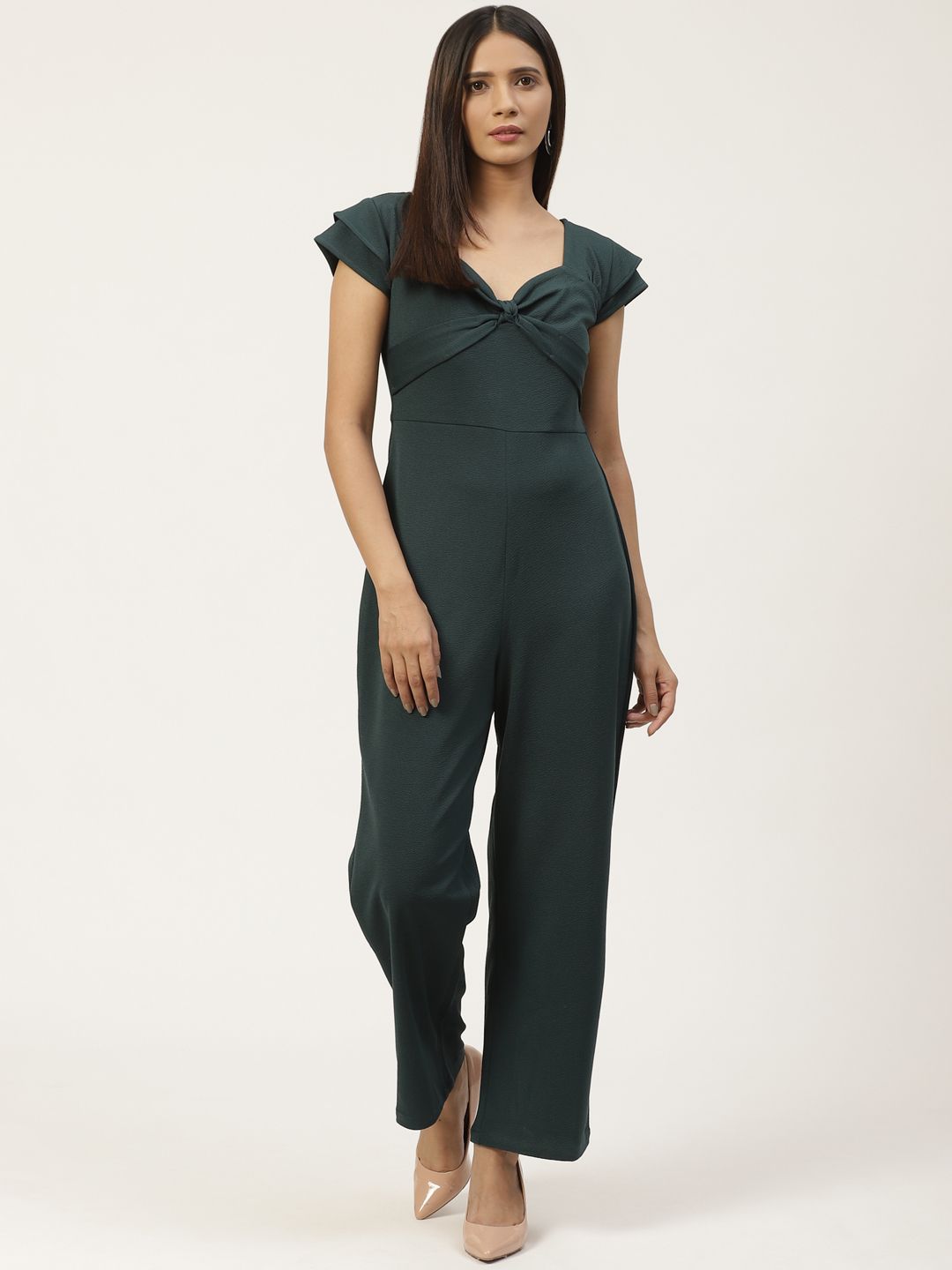 WoowZerz Women Green Slim Fit Solid Basic Jumpsuit Price in India