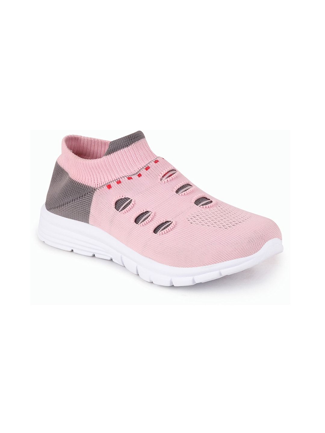 FAUSTO Women Pink & Grey Mesh Flyknit Walking Shoes Price in India
