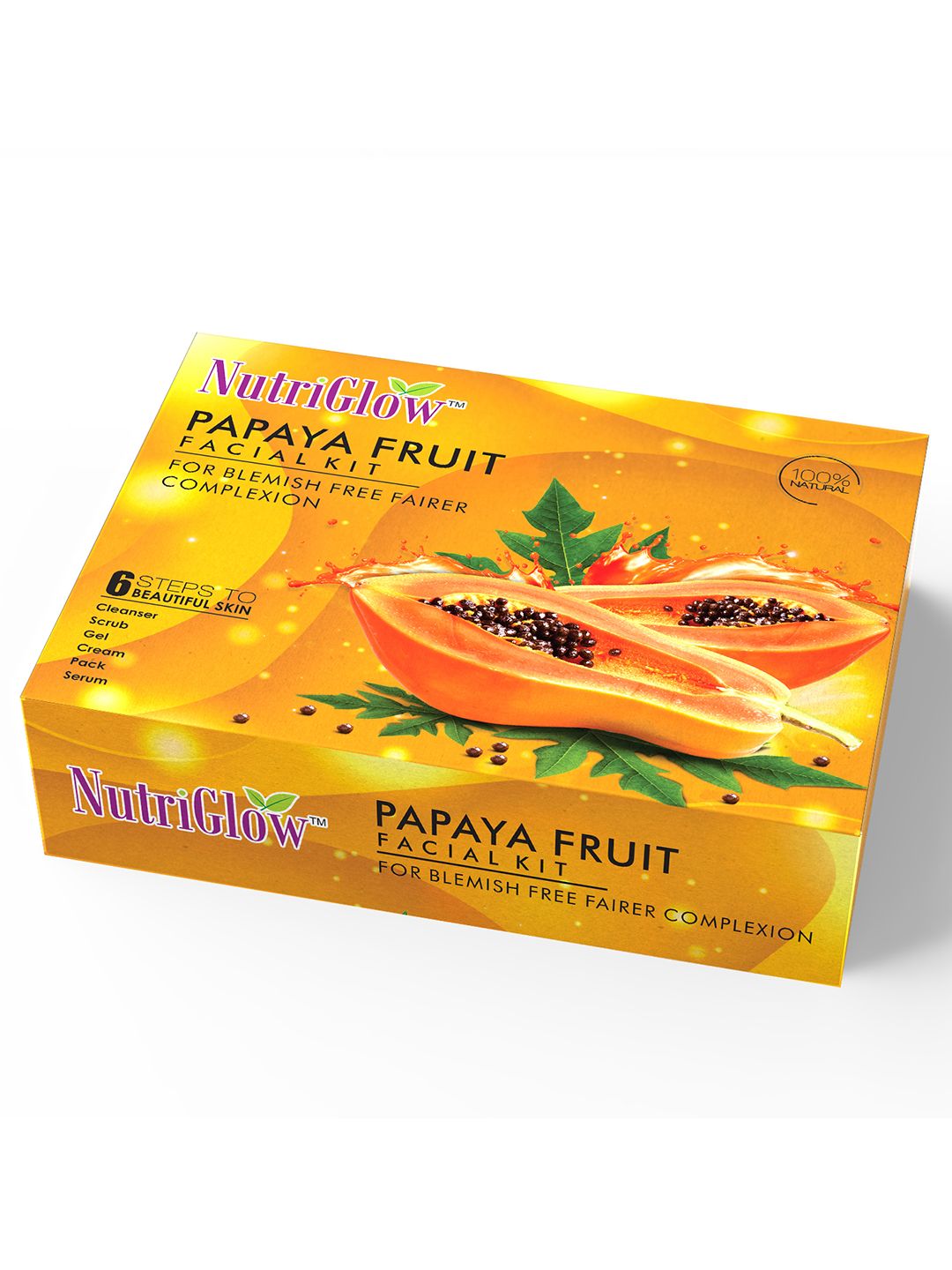 NutriGlow Sustainable Papaya Fruit Facial Kit For Blemish Free,Dark Spot & Fairer Complexion 250g+10ml