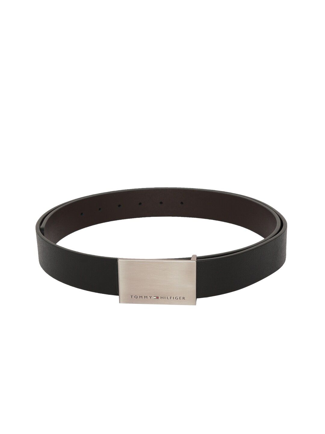 Tommy Hilfiger Unisex Black & Brown Textured Reversible Leather Belt Price in India