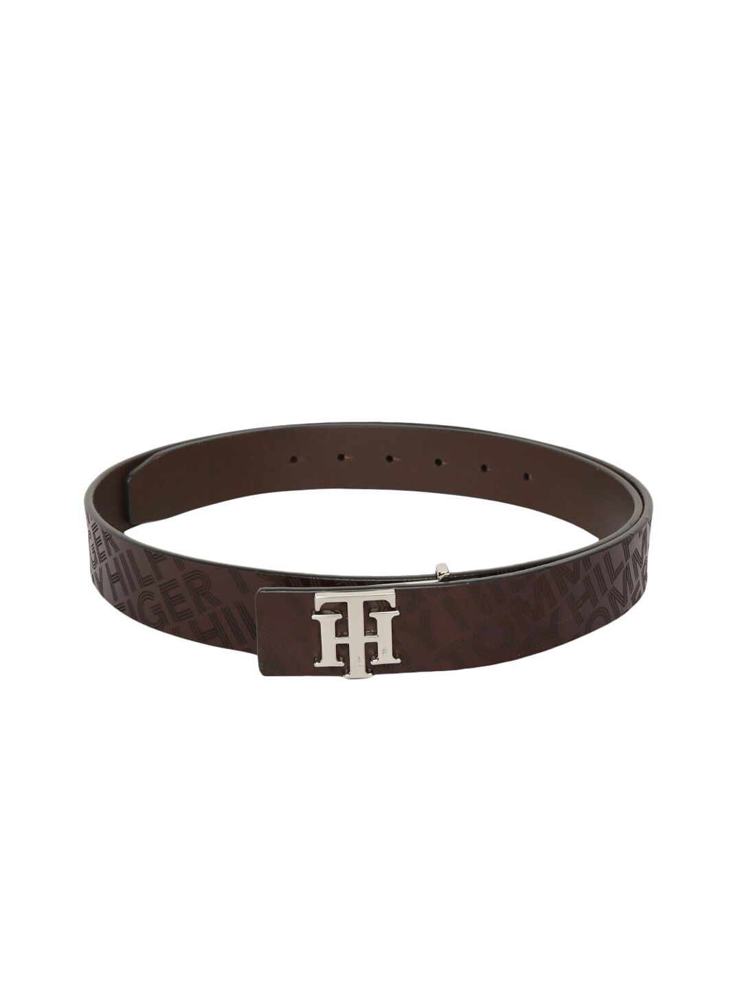 Tommy Hilfiger Unisex Brown Printed Leather Belt Price in India
