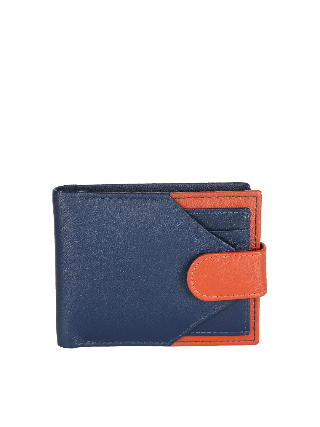 WildHorn Unisex Blue & Brown Genuine Leather Wallet Price in India