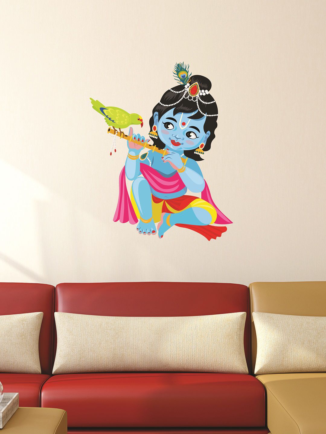 WALLSTICK Blue & Pink Lord Krishna Large Vinyl Wall Sticker Price in India
