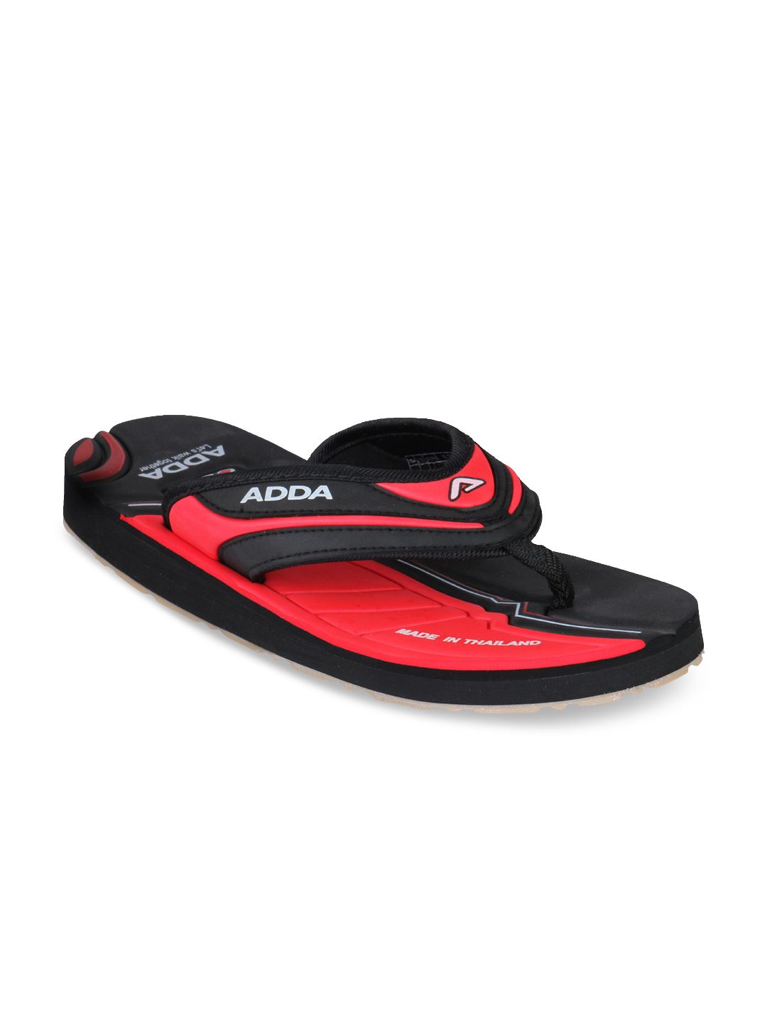 Adda Men Red & Black Colourblocked Thong Flip-Flops
