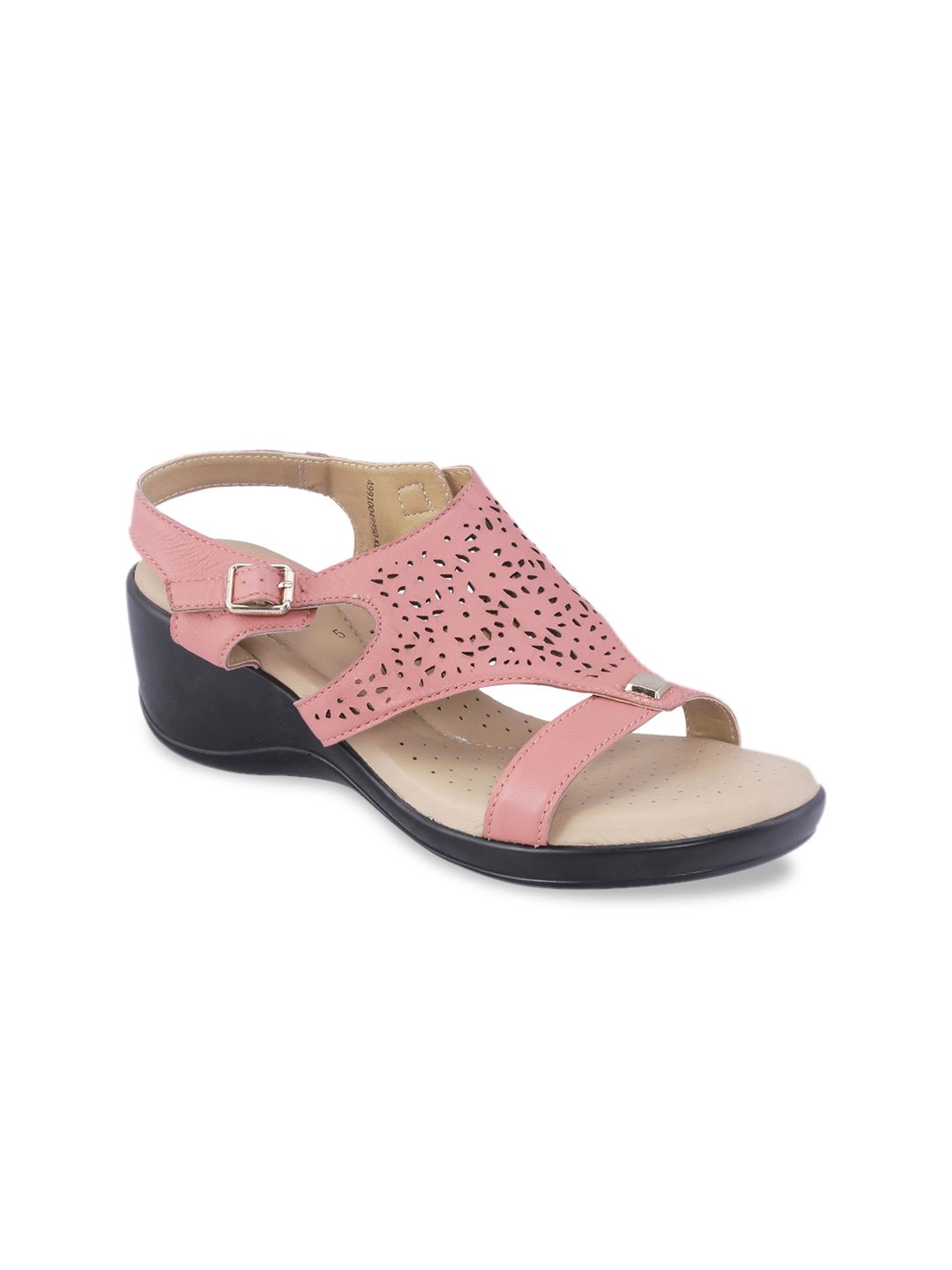 Khadims Women Pink Solid Leather Wedge Heels Price in India