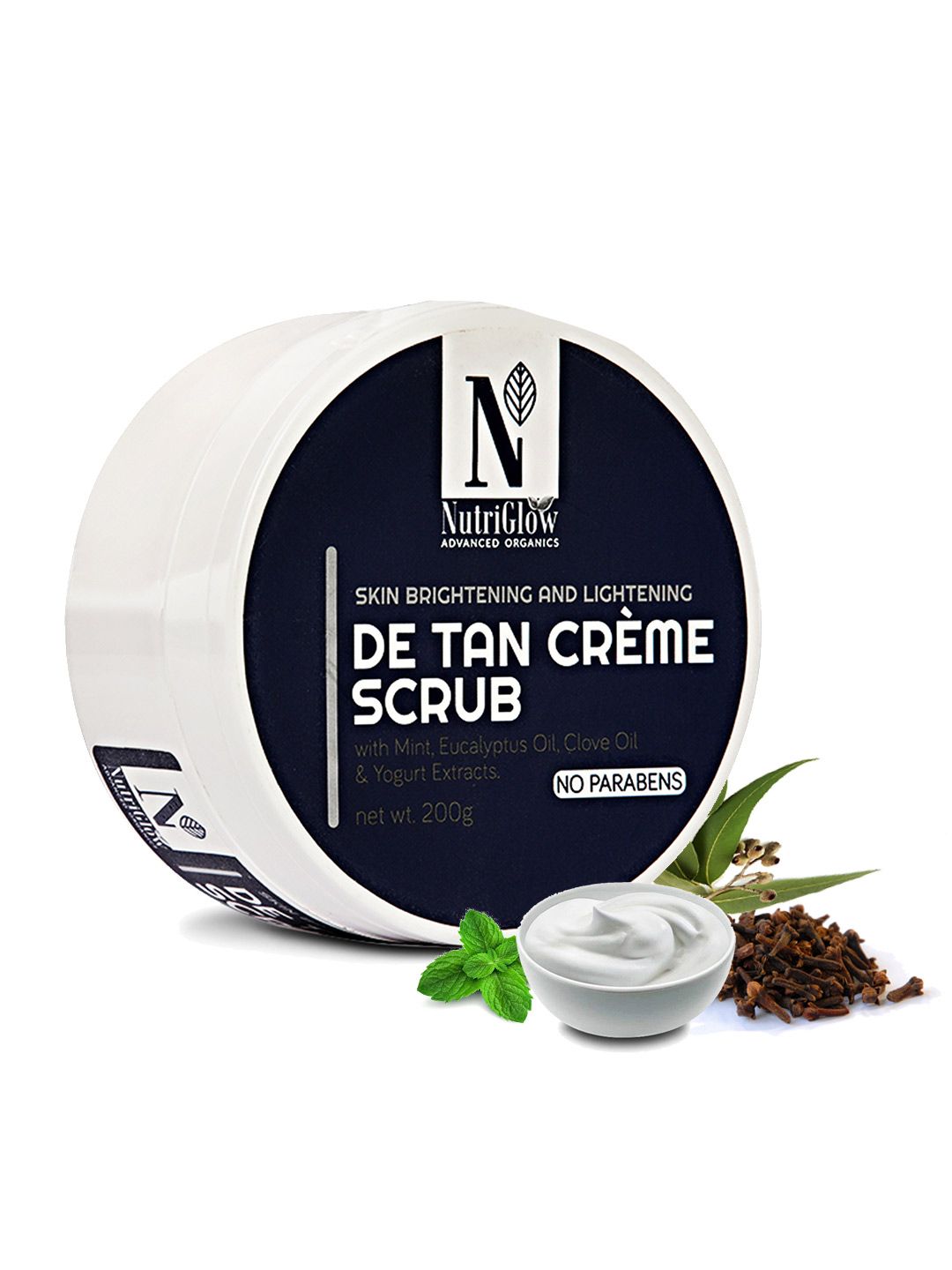NutriGlow Skin Whitening Brightening De Tan Creme Scrub 200 g
