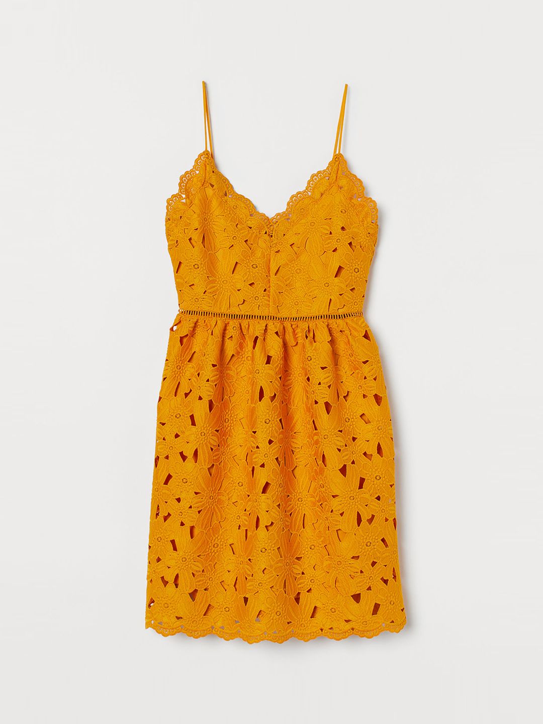 Buy H&M Women Yellow Embroidered Lace V-neck dress - Dresses for Women  12081514 | Myntra