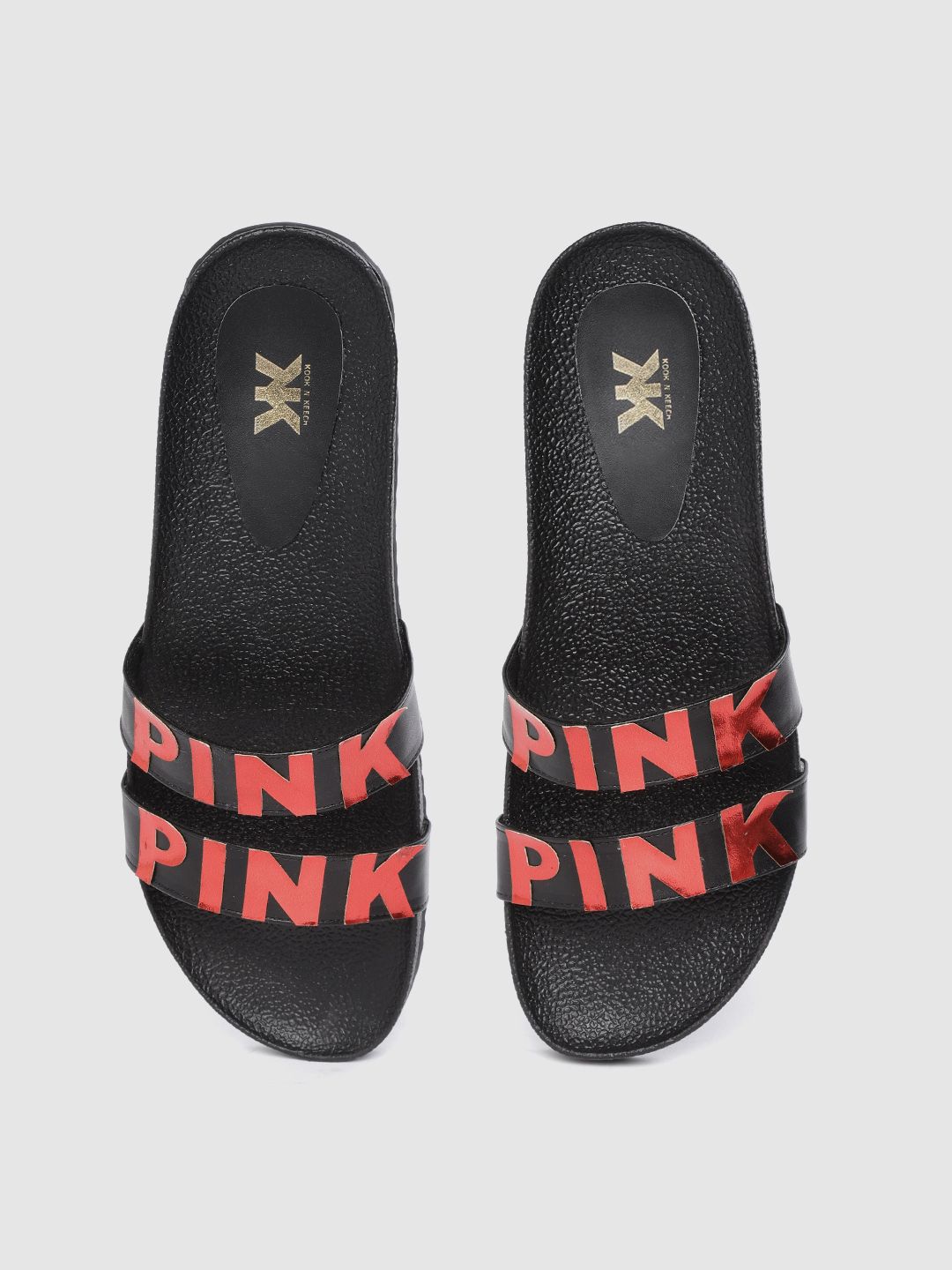 Kook N Keech Women Black & Red Applique Sliders Price in India