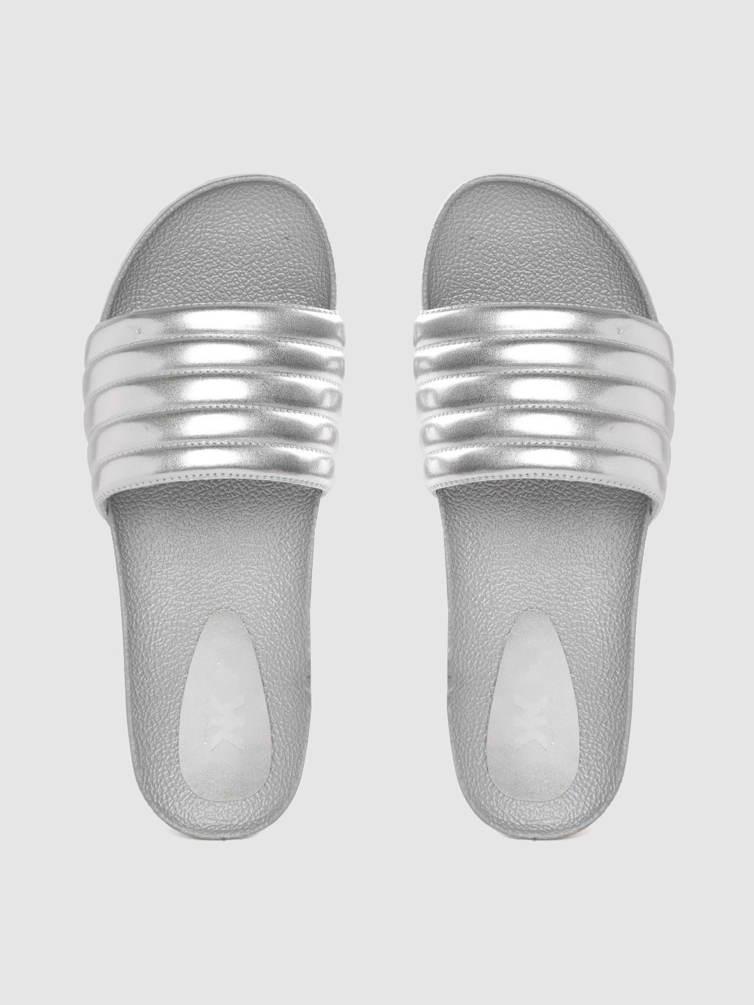 Kook N Keech Women Silver-Toned Solid Flip-Flops Price in India