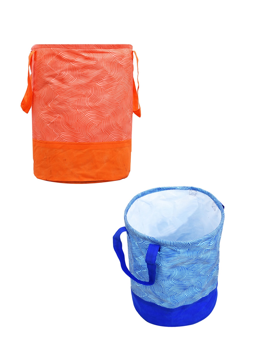 Kuber Industries Set Of 2 Blue & Orange Printed Waterproof Canvas Laundry Bags Price in India
