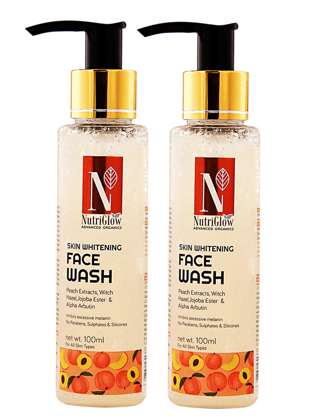 Nutriglow Advanced Organics Set of 2 Skin Whitening Sustainable Face Wash 100 ml Each