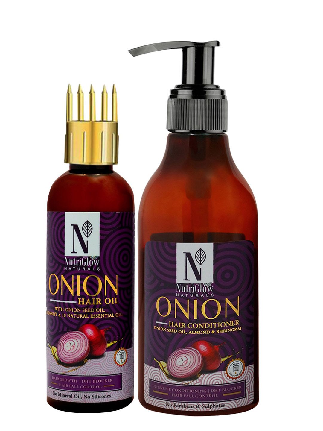 NutriGlow Naturals Unisex Set of Onion Hair Oil (100ml) & Hair Shampoo(300ml)