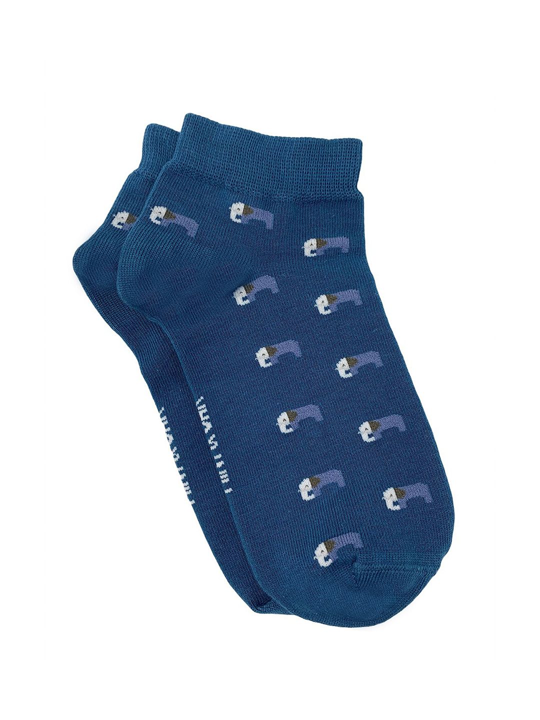 Mint & Oak Men Blue Patterned Trunk It Up Ankle-Length Socks