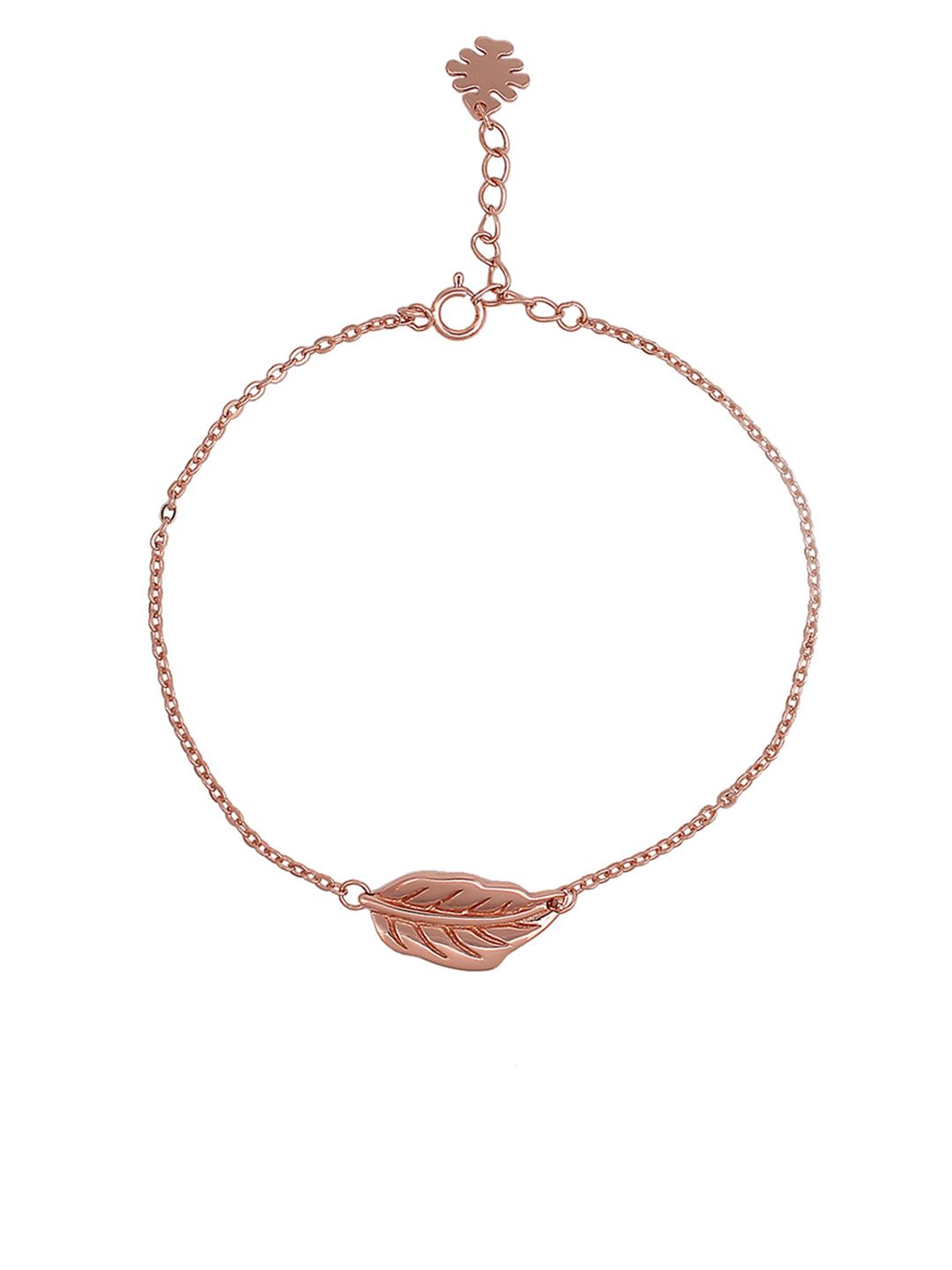 GIVA Sterling Silver Rose Gold-Plated Leaf Bracelet with 925 Stamp Price in India