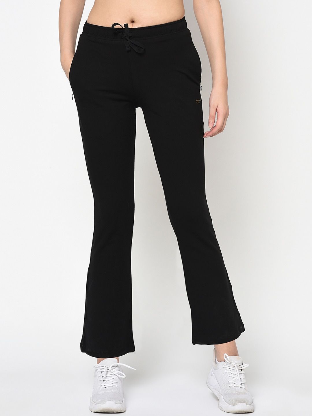 FEMEA Women Black Solid Bootcut Track Pants Price in India