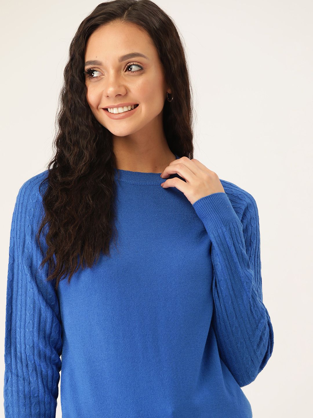 DressBerry Women Blue Solid Pullover Sweater Price in India