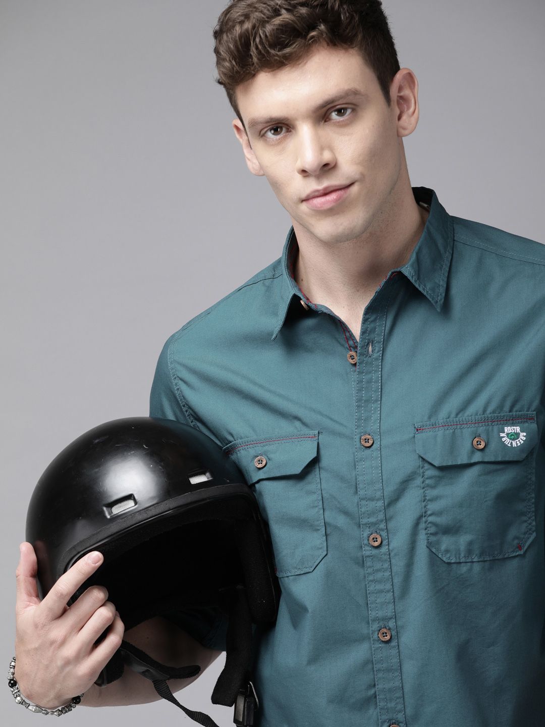 Roadster Men Blue Regular Fit Solid Sustainable Casual Shirt