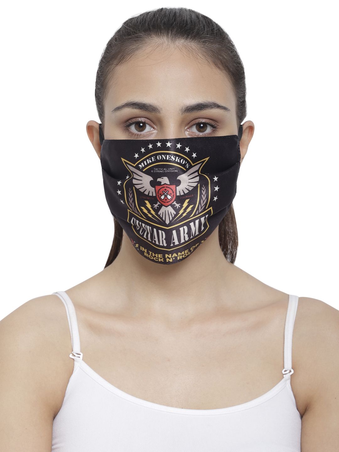 The House of Tara Unisex Black & Grey 3 Ply Printed Reusable Cloth Mask Price in India