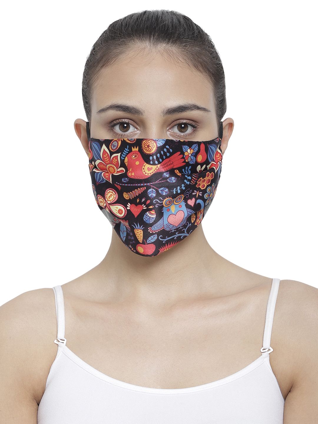 The House of Tara Unisex Black & Grey 3 Ply Printed Reusable Cloth Mask Price in India