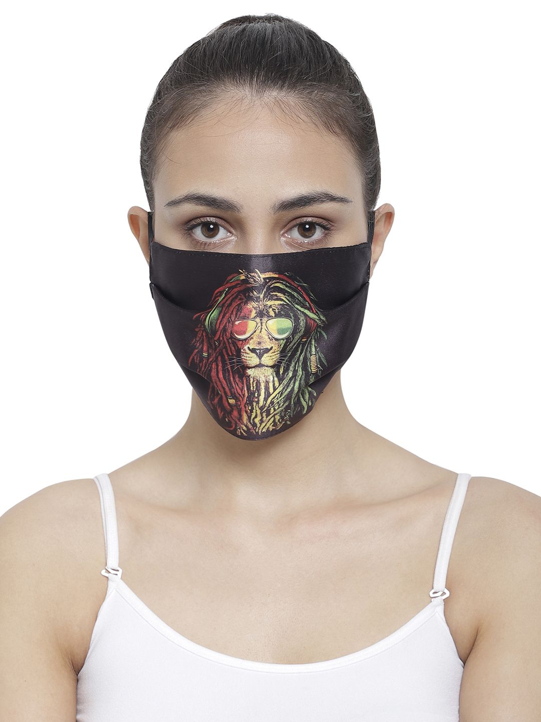 The House of Tara Unisex Black & Grey 3 Ply Printed Reusable Cloth Mask Price in India