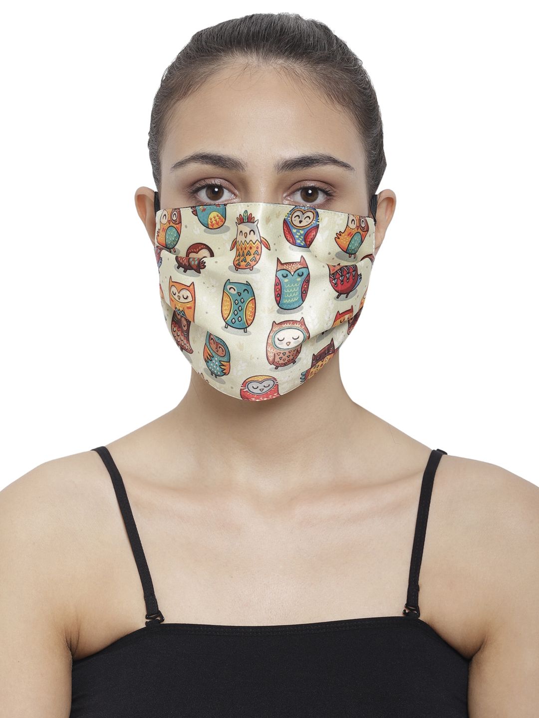 The House of Tara Adults Beige Printed 3-Ply Reusable Cloth Mask Price in India