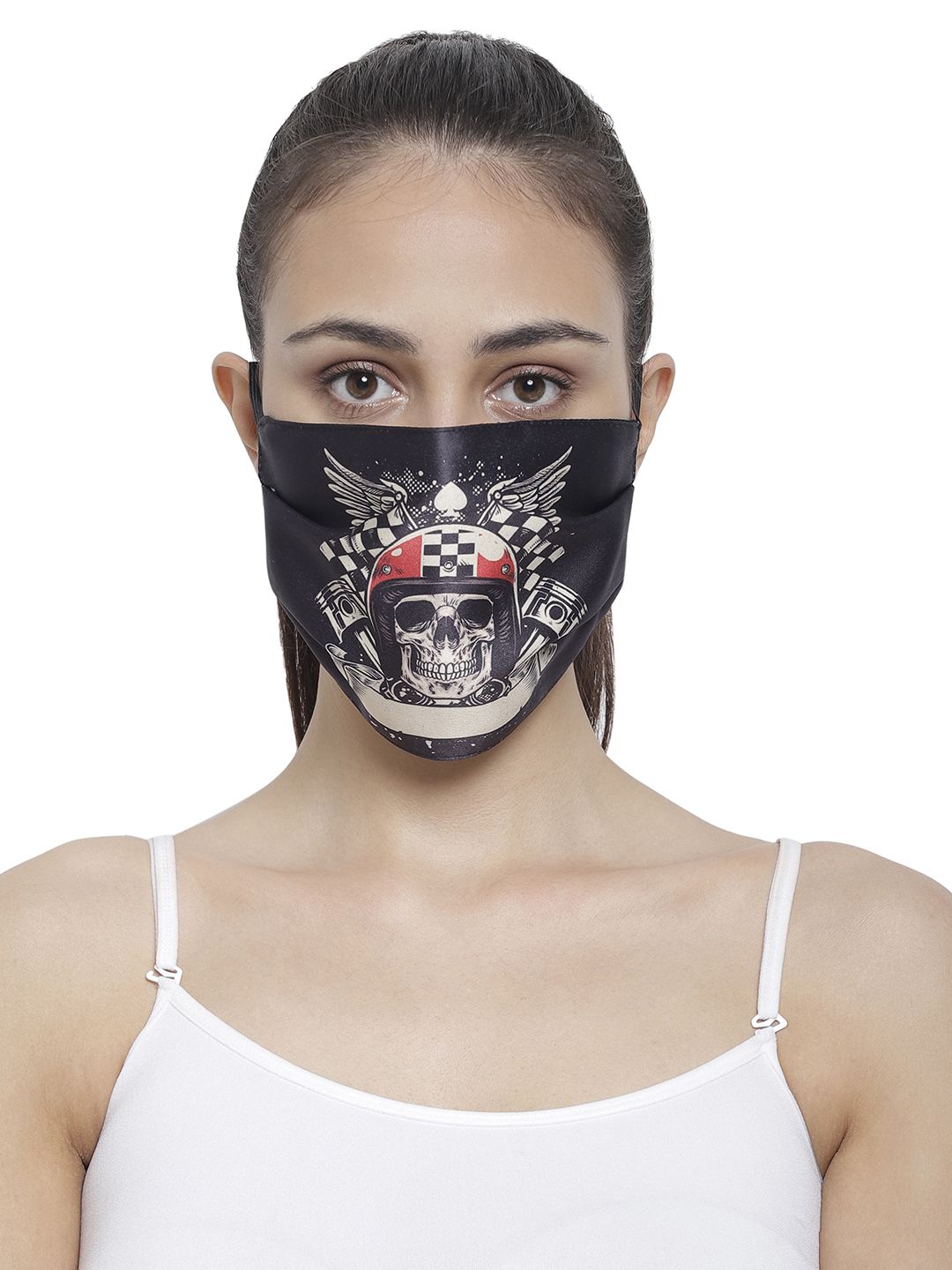 The House of Tara Unisex Black & Grey 3 Ply Printed Reusable Cloth Mask Price in India