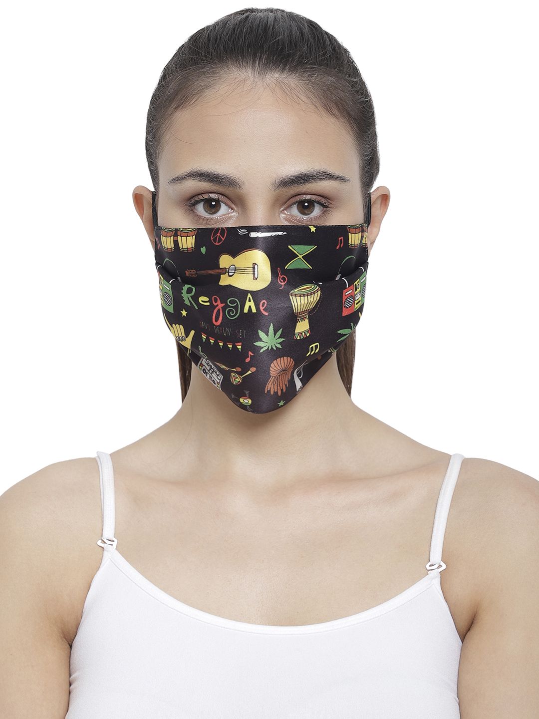 The House of Tara Unisex Black Printed Wrinkle Free Reusable 3-Ply Cloth Mask Price in India