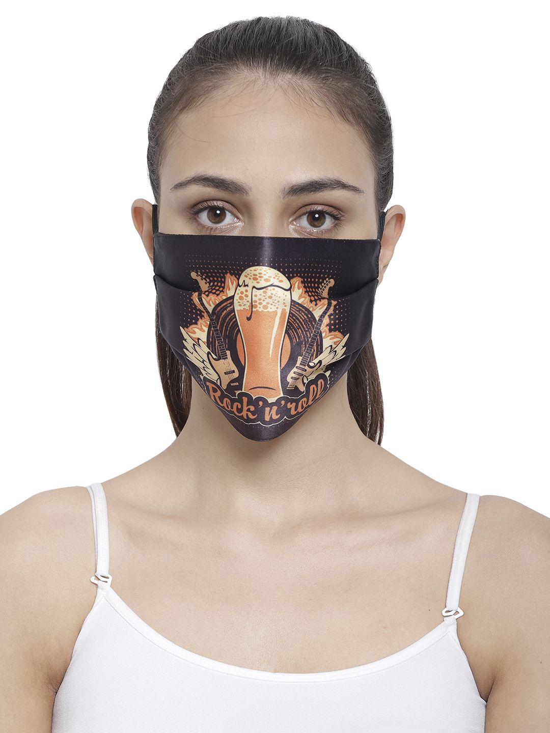 The House of Tara Unisex Black Printed 3-Ply Reusable Wrinkle-Free Outdoor Fabric Mask Price in India