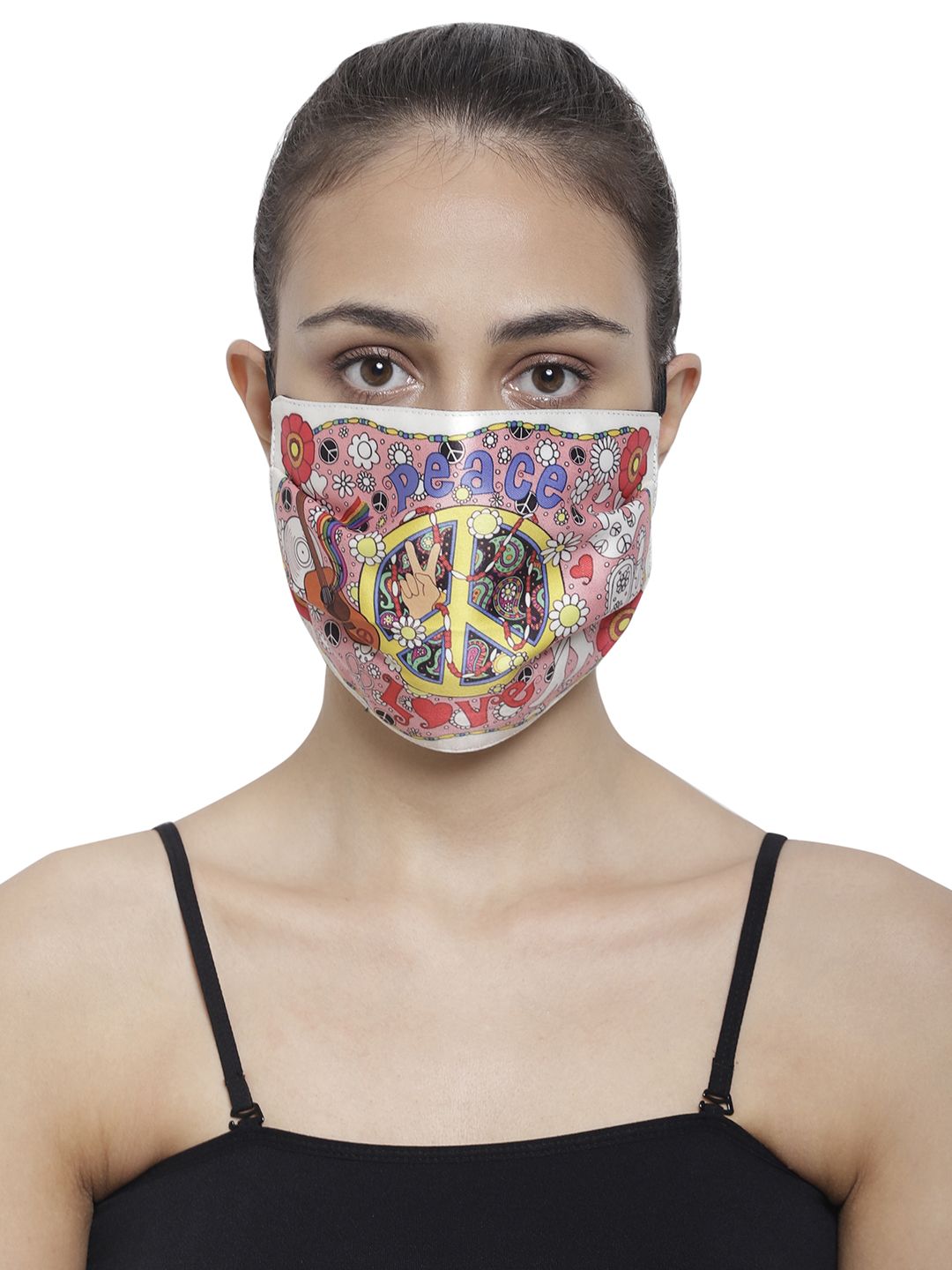 The House of Tara Adults Multicoloured Printed 3-Ply Wrinkle Free Reusable Cloth Mask Price in India