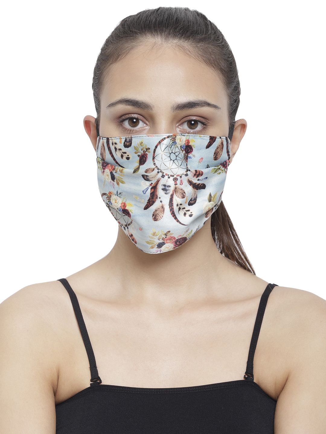 The House of Tara Unisex Blue & Brown Wrinkle Free Reusable 3-Ply Protective Outdoor Mask Price in India