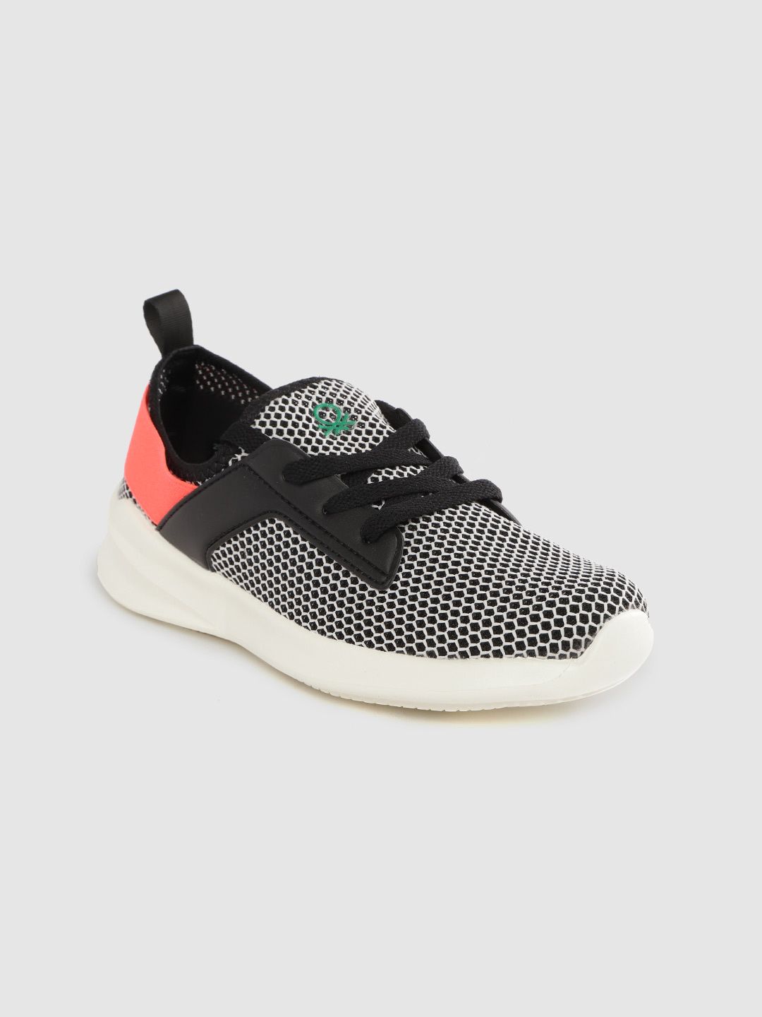 United Colors of Benetton Women Black & White Woven Design Sneakers Price in India
