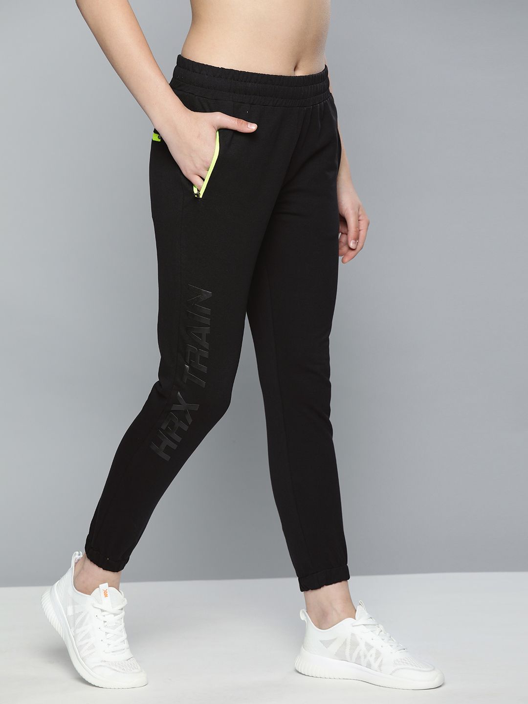 HRX by Hrithik Roshan Women Black Solid Slim Fit Bio-Wash Antimicrobial Training Jogger Price in India