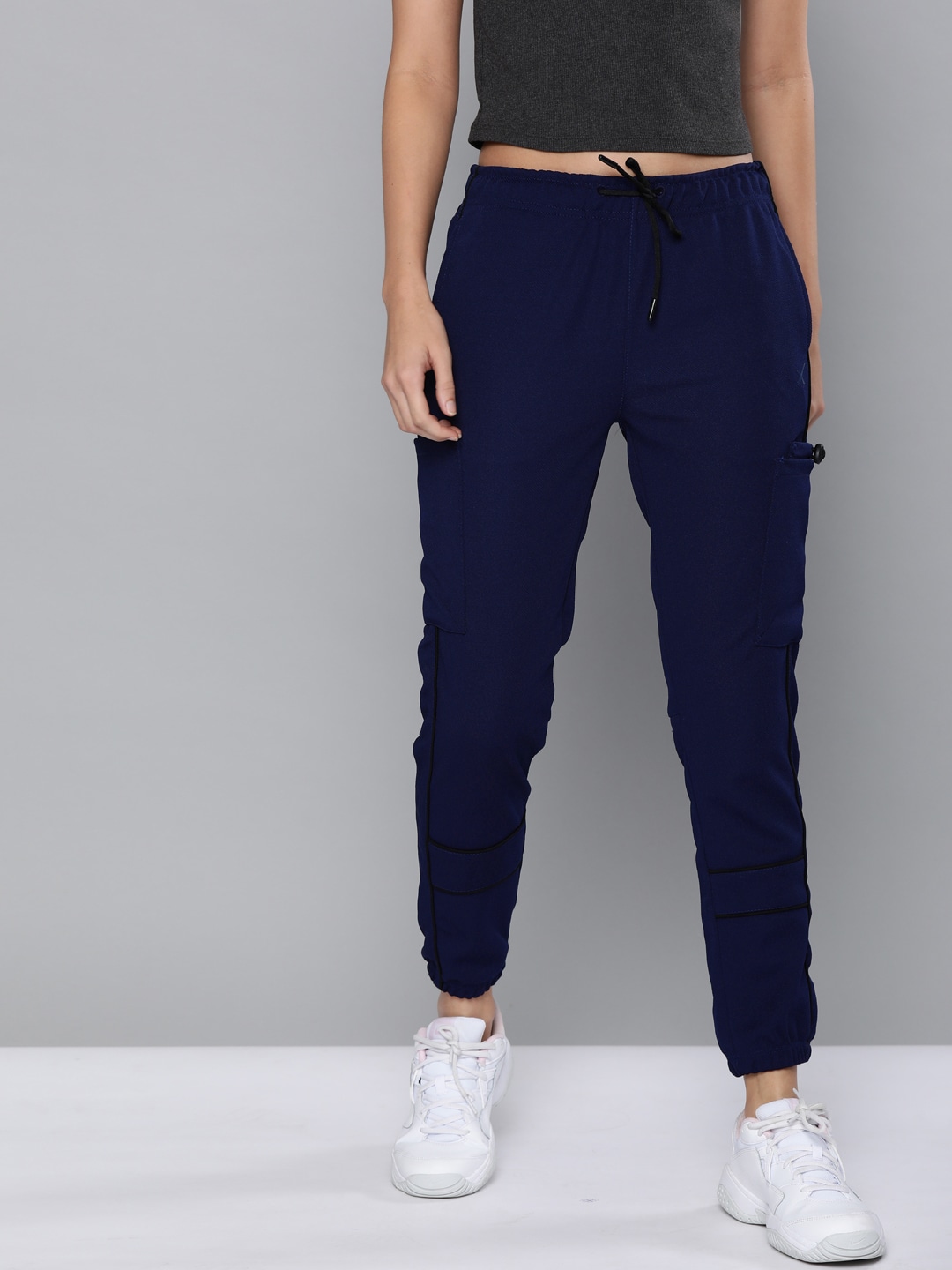 HRX by Hrithik Roshan Women Medieval Blue Solid Slim Fit Rapid-Dry Lifestyle Jogger Price in India