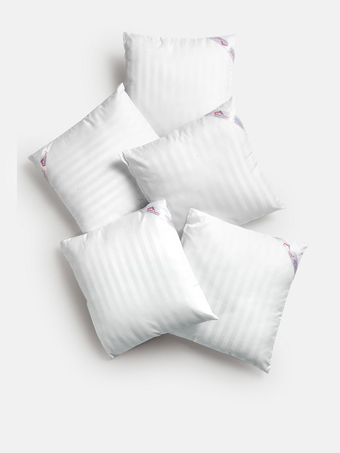 HOSTA HOMES Set Of 5 White Striped Cushions Price in India