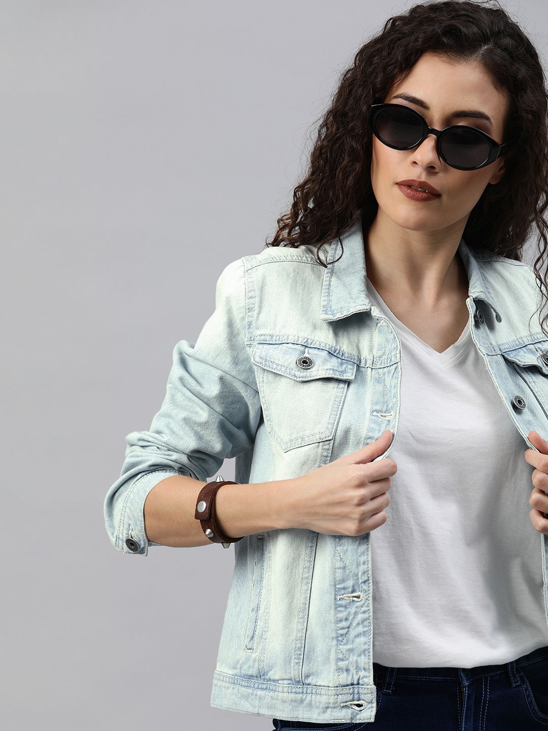 Roadster Women Blue Solid Denim Jacket Price in India