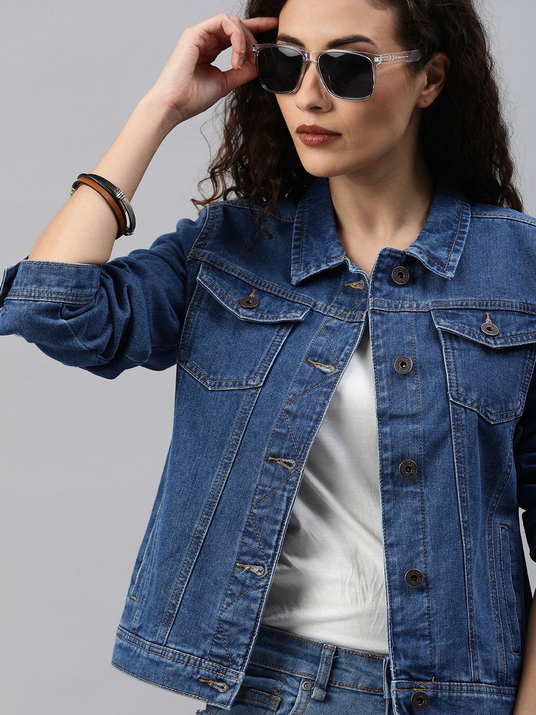 Roadster Women Blue Solid Denim Jacket Price in India