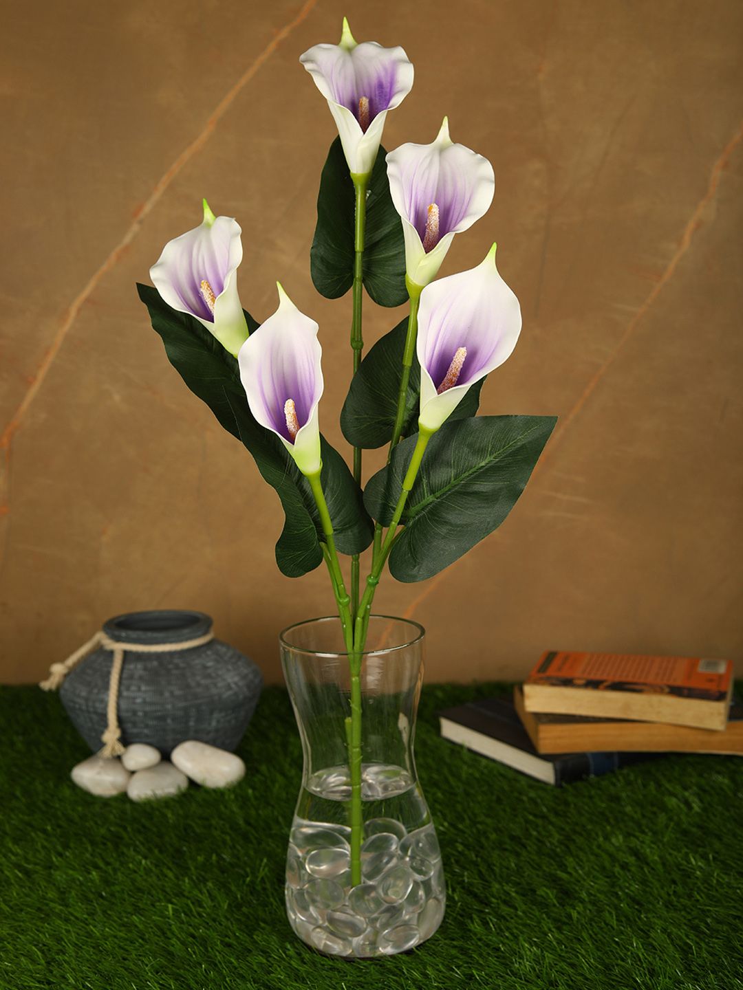 PolliNation Purple & White Real Touch Artificial Callalily Flower Stem Price in India