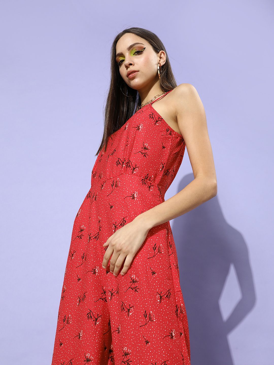 DressBerry Women Lovely Coral Printed Floral Fantasy Jumpsuit Price in India