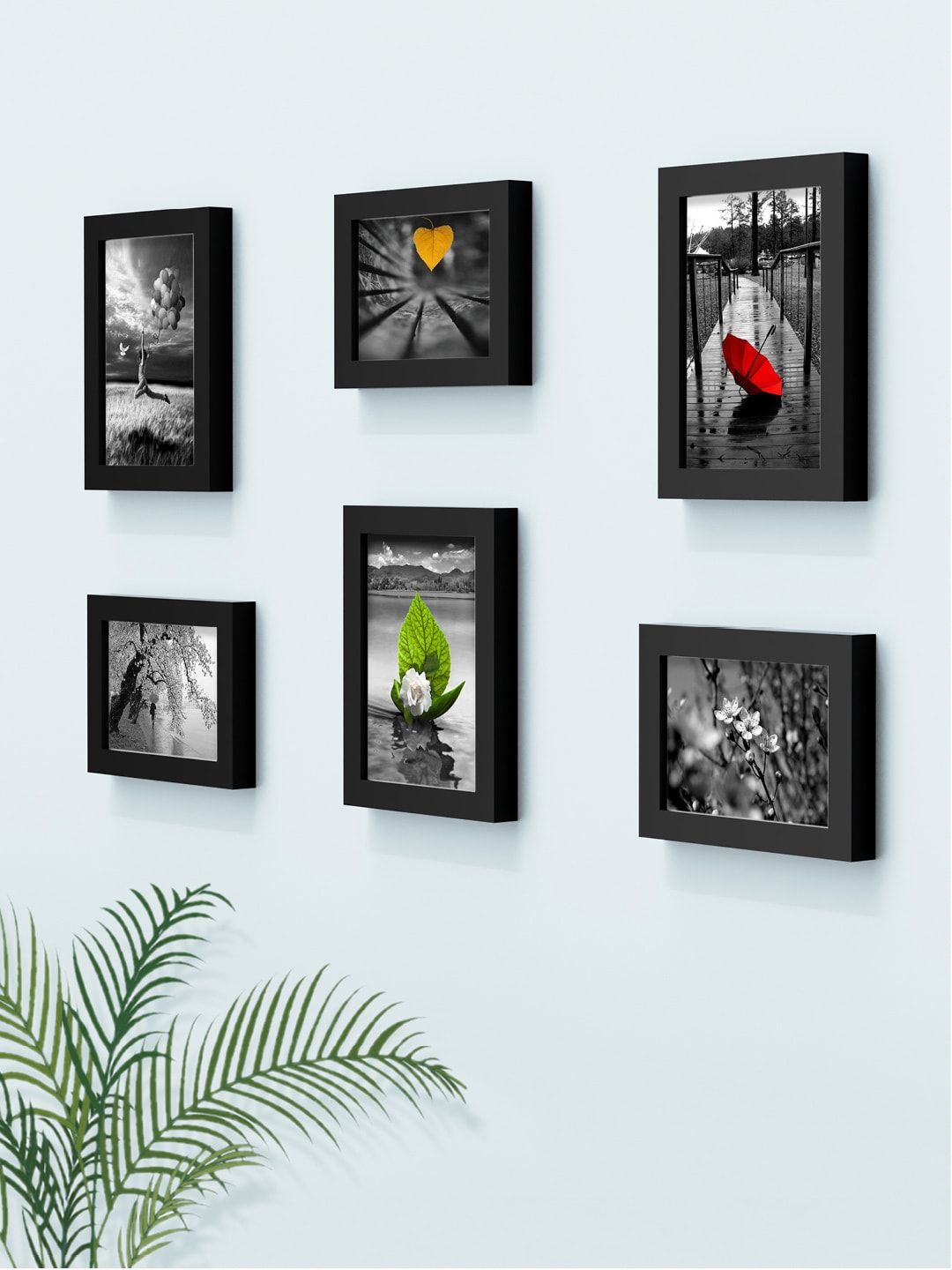 RANDOM Set Of 6 Black Solid Collage Photo Frames Price in India