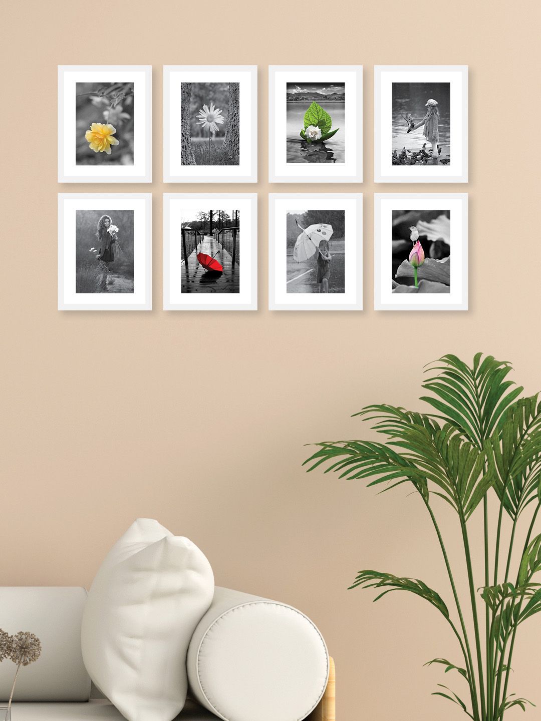 RANDOM Set Of 8 White Solid Collage Photo Frames Price in India